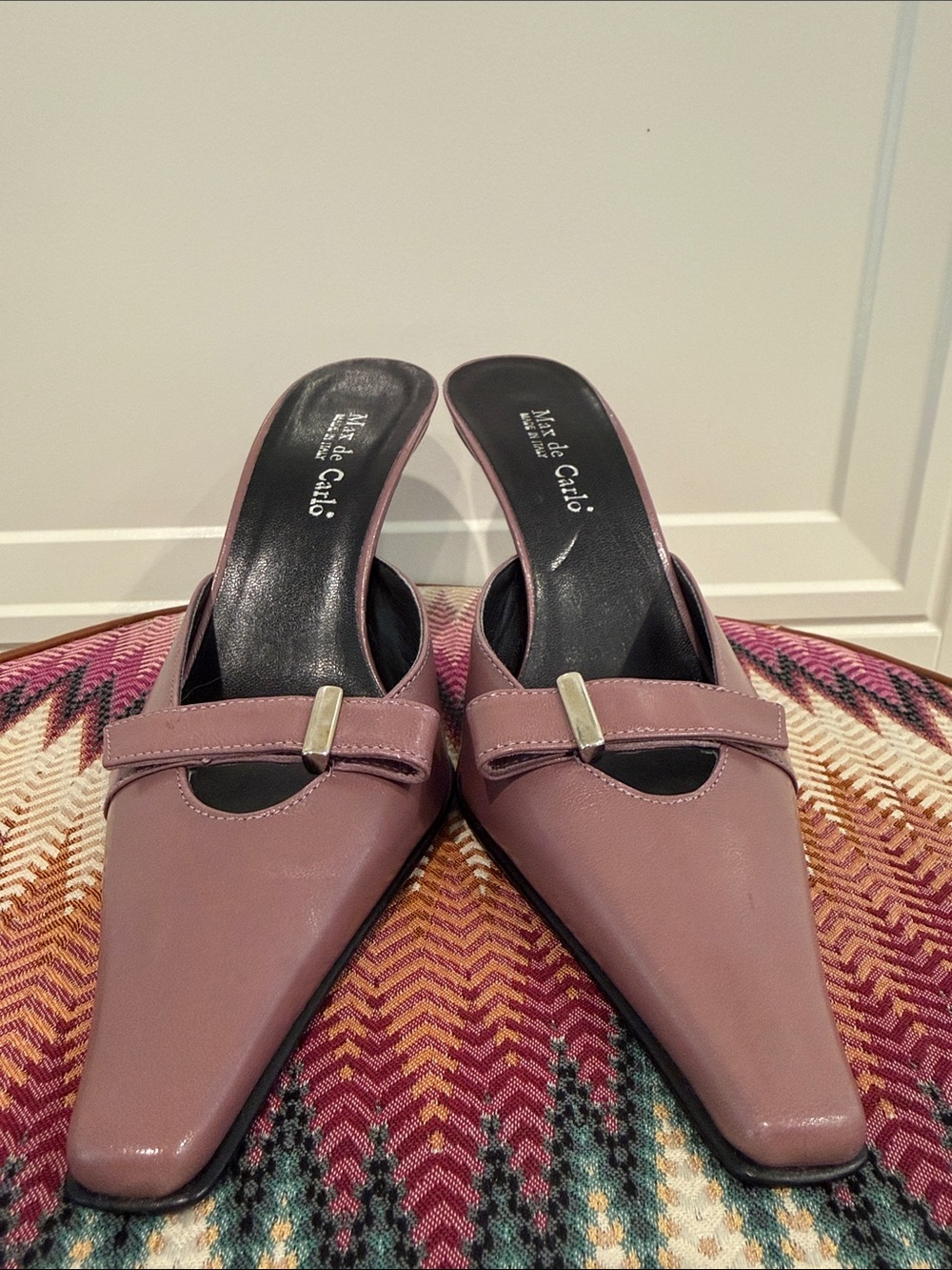 Euro Max de Carlo Mauve Slip-On Square-Toe Mules